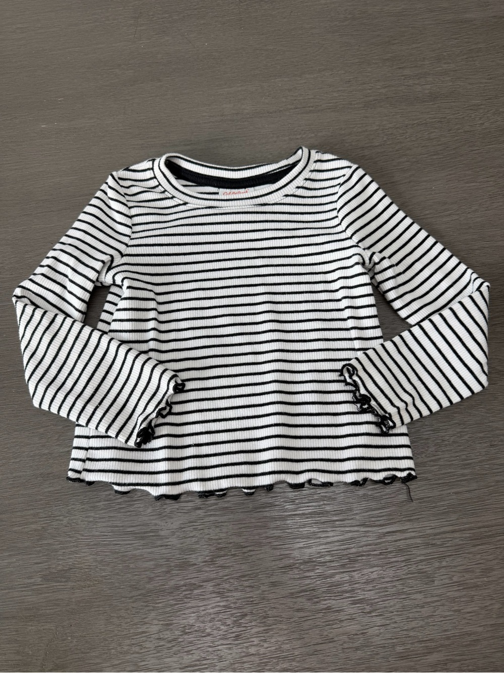 Cat & Jack Black & White Striped Ribbed Long-Sleeve Top